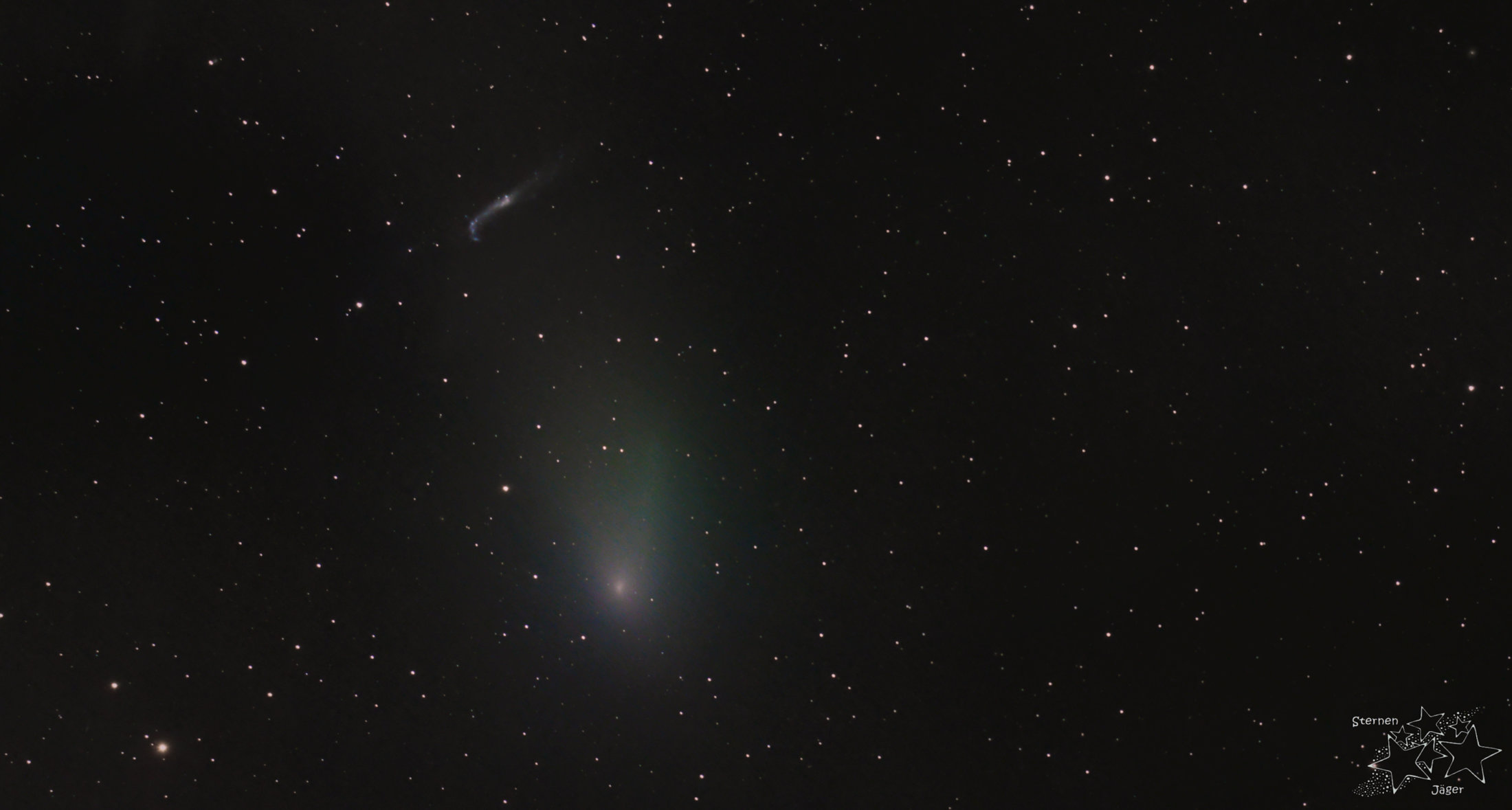 Komet 45P und Wal-Galaxie (NGC 4631)