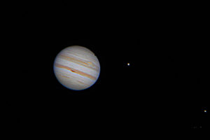 Planet Jupiter mit Monden und Schattenwurf. Autor: Christoph Pütz (VAS e.V.)